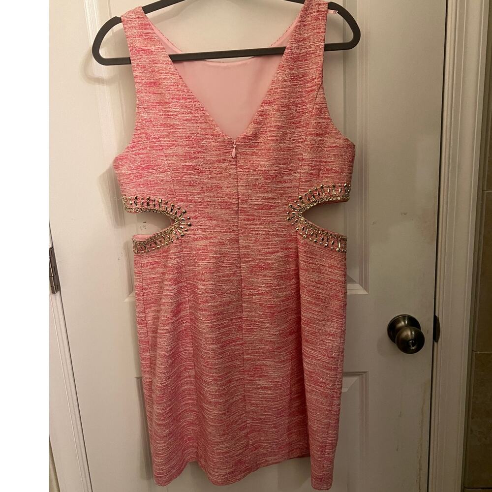 Lilly Pulitzer Catie Shift Pink Tropics Resort Boucle Dress Sz 10 Fairy sparkle - Picture 3 of 10